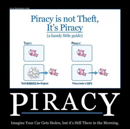 Piracy: Imagine your car gets stolen but it's still there in the morning.